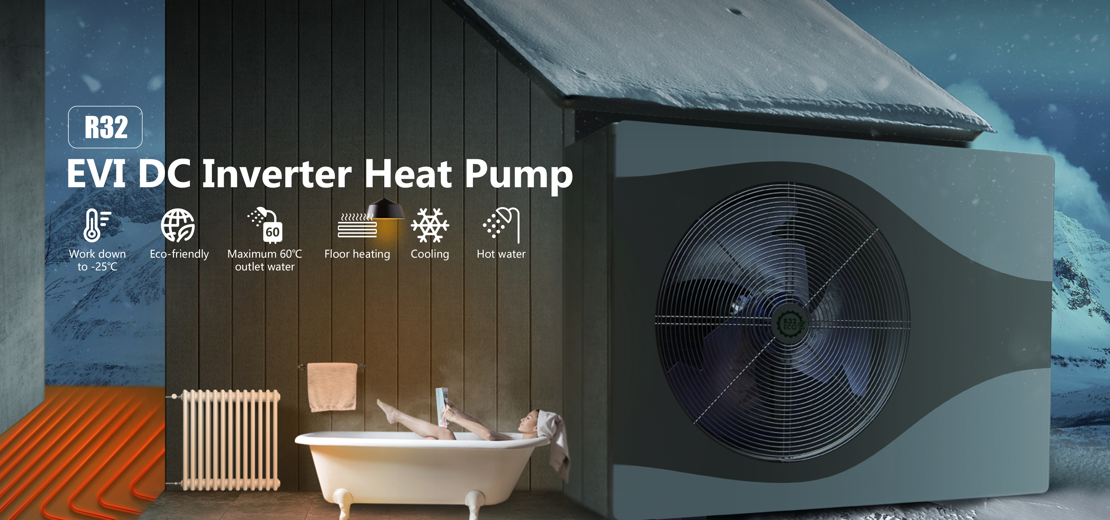 R32 High Performance 6KW/10KW/14KW Air Source Heat Pump For Sustainable Residential And Commercial Climate Solutions