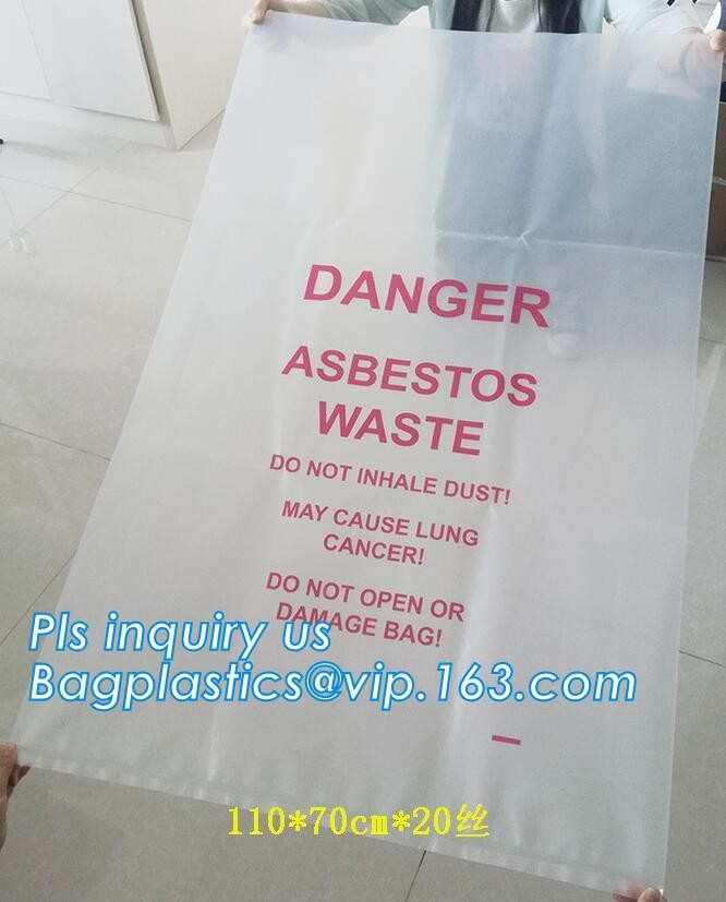 PE packing bag for Asbestos fibers, large size thicker LDPE asbestos remove bags, Large Asbestos Waste Removal Bags, pac