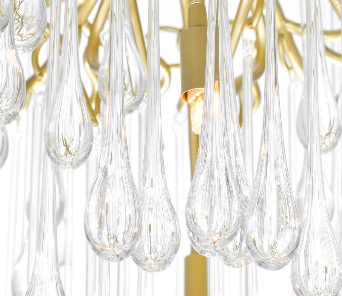 80 CRI Modern Crystal Chandelier Square Clear Glass Drop Chandelier