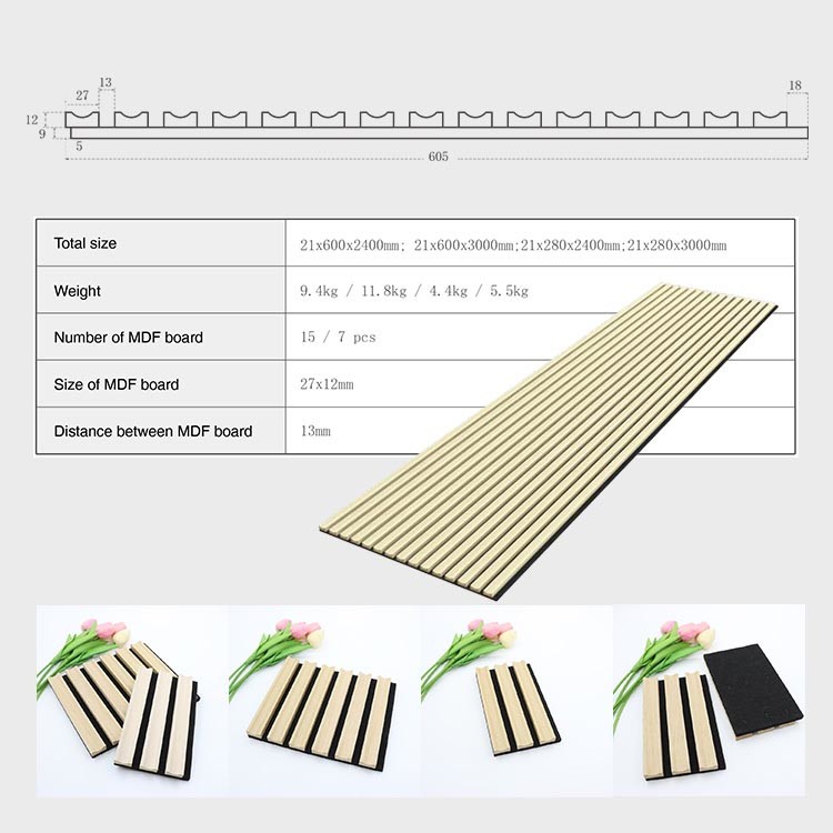 100% Polyester+MDF With Veneer Acoustic Board Square Shape Soundproofing