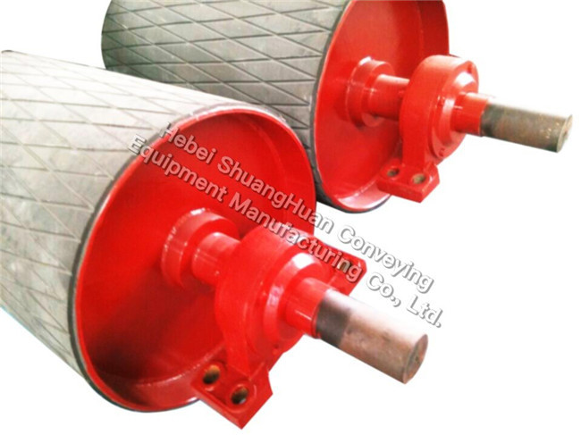 6205 6306 Bearing Rubber Coated Conveyor Drive Pulley For Harbor