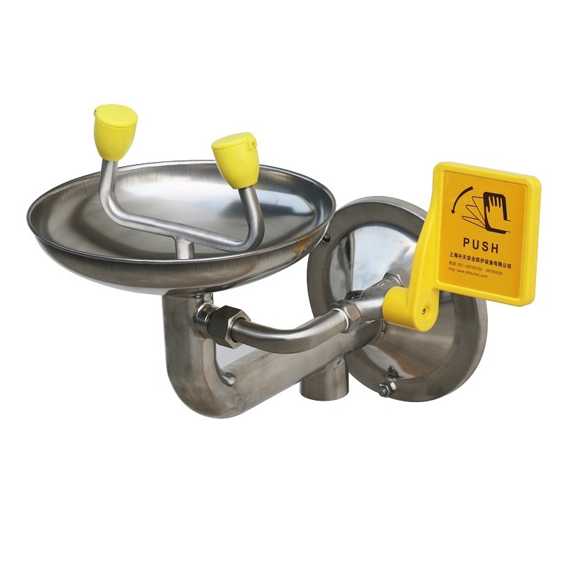Stainless Steel eyewasher Classic Wall Mounted Eyewash Station for labs Safety Equipment round bracket