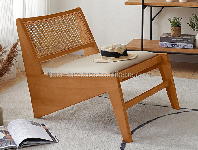 Living Room Chair Design Classical Solid Wood Rattan Chair for Nordic Lounge and Contemporary Furniture