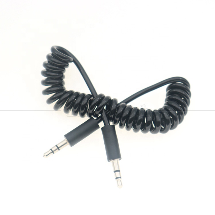 Spring Coiled Male to Male 3.5mm Jack Aux Stereo Audio Extension Cable