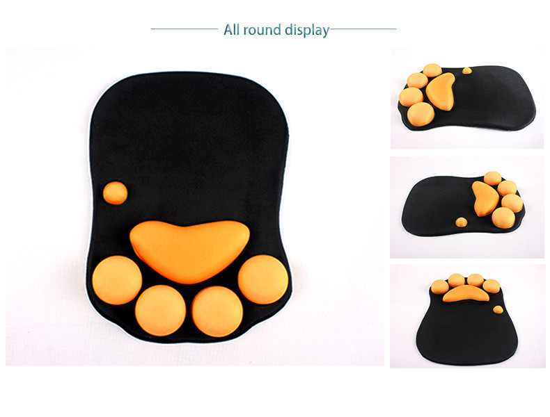 Gel Wrist Rest Kitty Paw Mouse Pad Fatigue Free Ergonomic Design