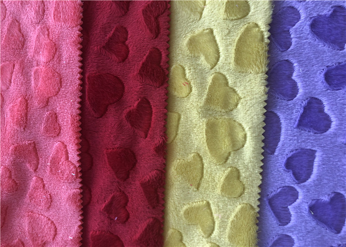 Polyester Super Soft Embossed Heart Brushed Minky Plush Fabric For Blanket
