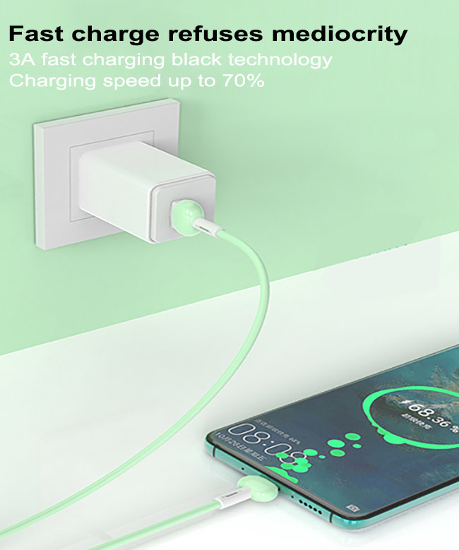 Type C Android USB 2.0 Charging Cable Liquid TPE Macaron 2m 3A