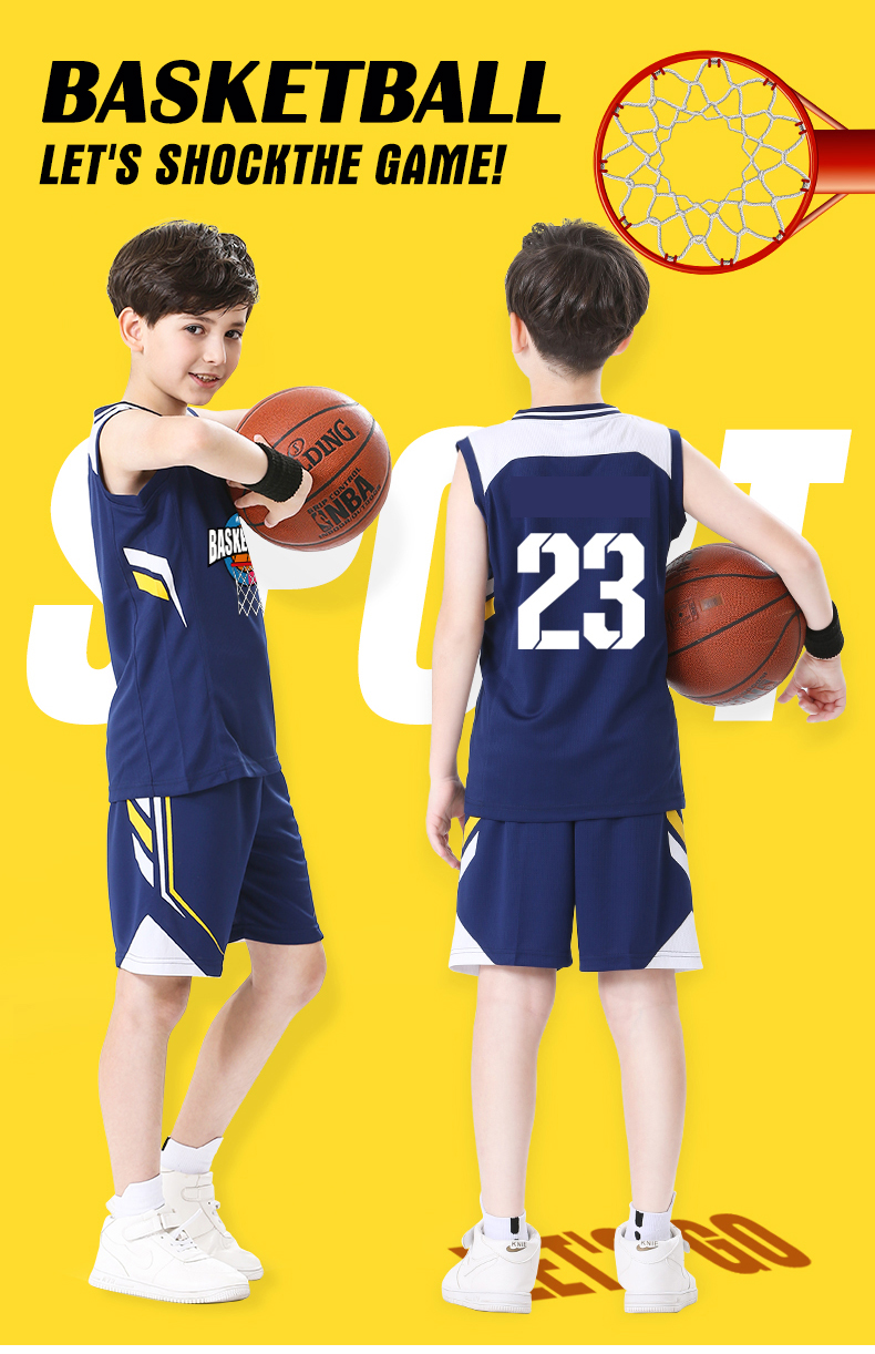 Children's basketball suit boys and girls primary and secondary school breathable fast drying sports training team jersey custom