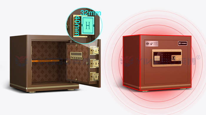 Coffee Solid Steel Office Safe Box Dual Alarm Fingerprint Safe Box YB/N7-35