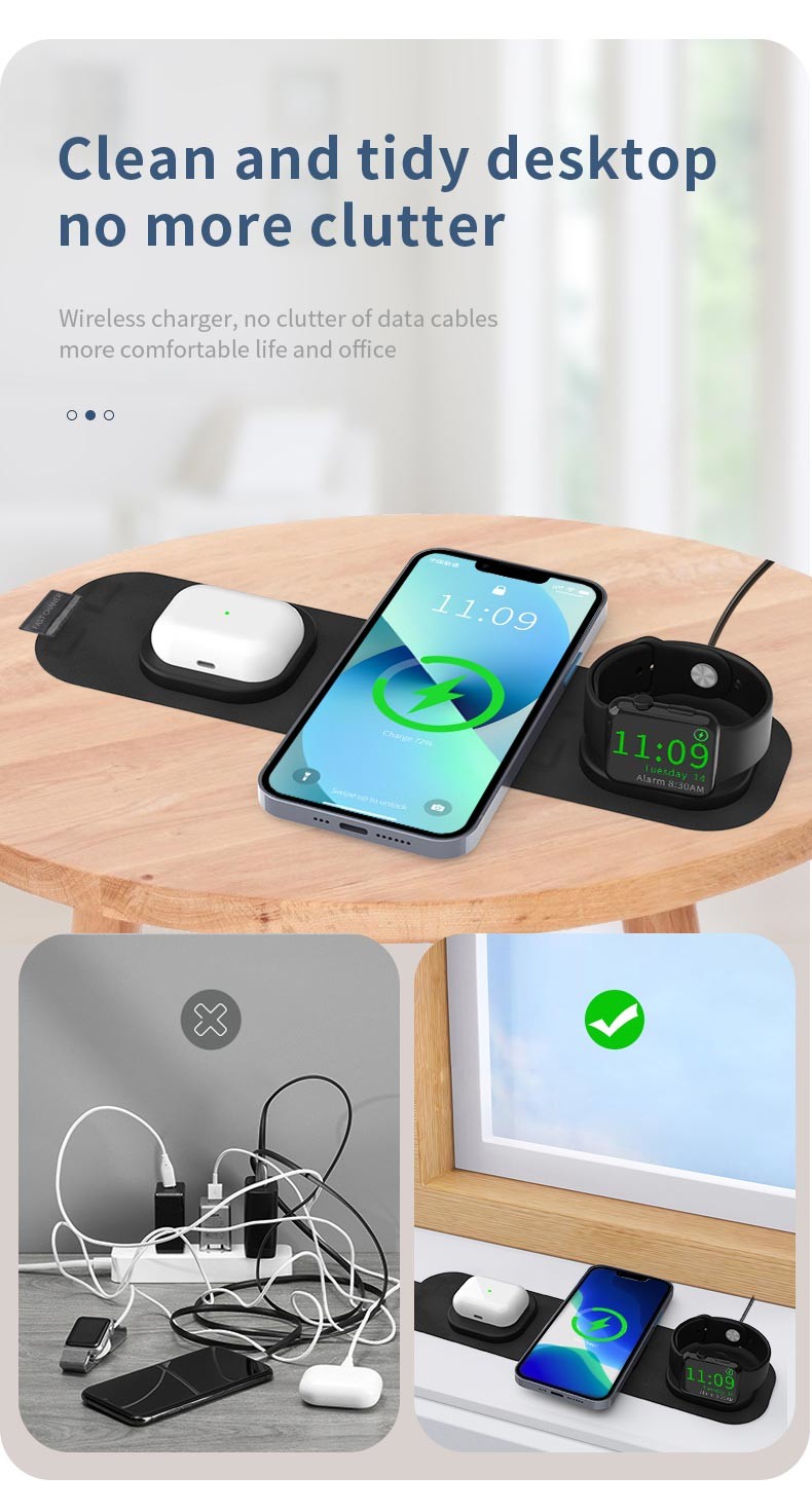 Custom Logo 10W Qi Wireless Charger Pad QC3.0 PD Wireless Station Phone Charger