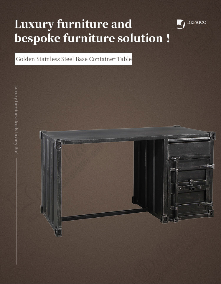 Commercial Black Iron Vintage Style Writing Desk Defaico Furniture