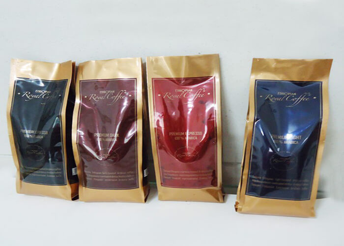 Block Bottom Heat Seal Plastic Pouch Packaging For Grounded Coffee Or Roasted Coffee Beans