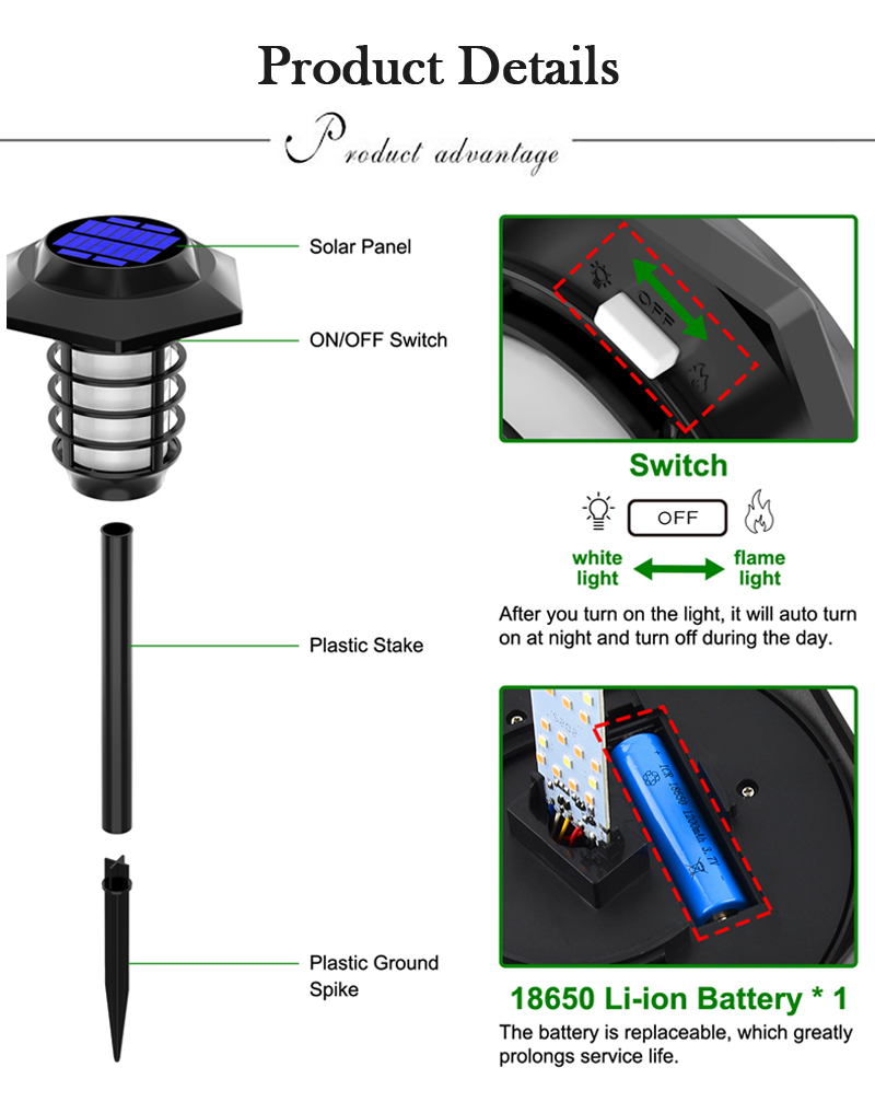 Waterproof 1200mAh 840g 2 IN 1 Led Torch Flame Solar Lights Aluminum Alloy