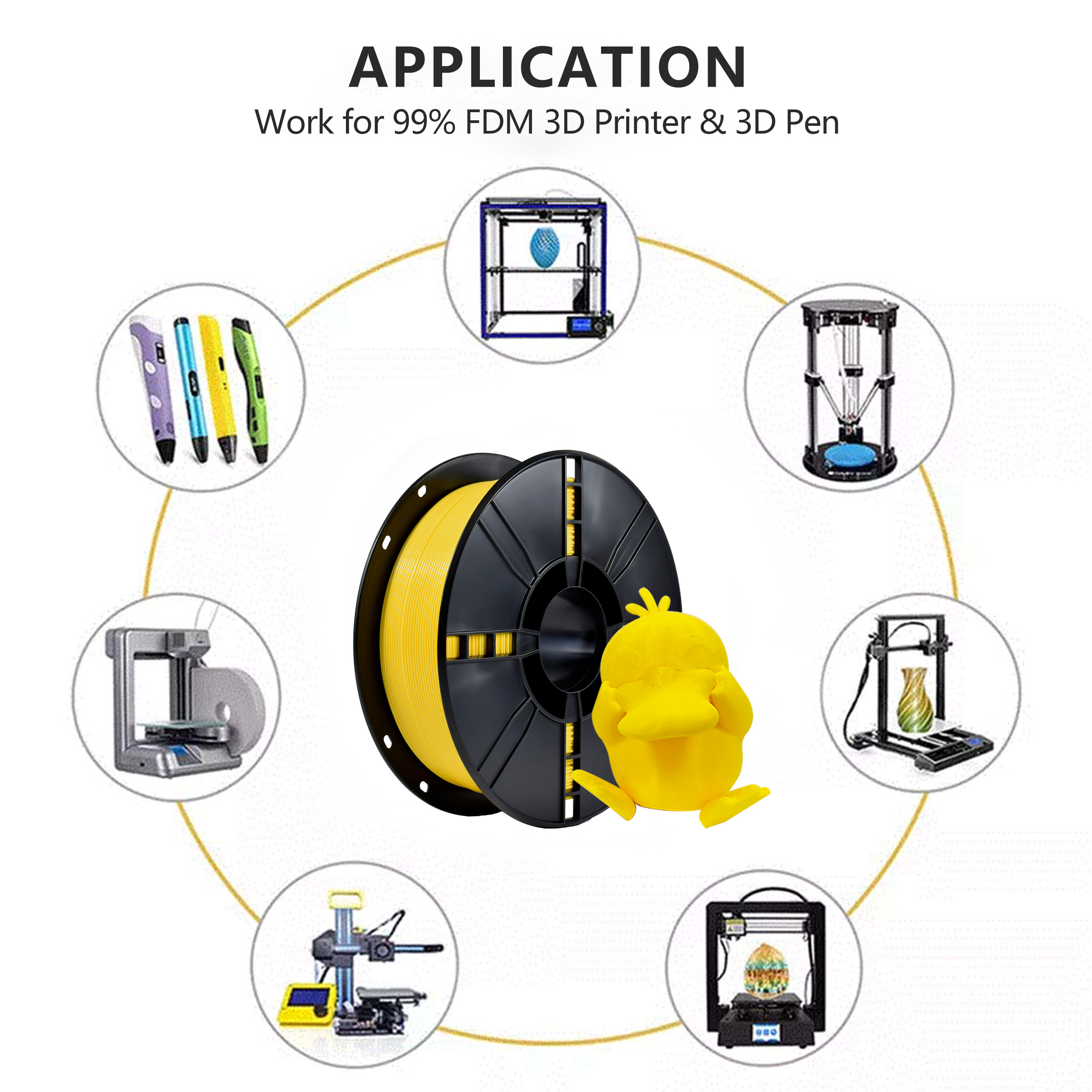 PLA+ Yellow Filament 1kg Net Weight PLA+ Filament for 3D Printing Filament