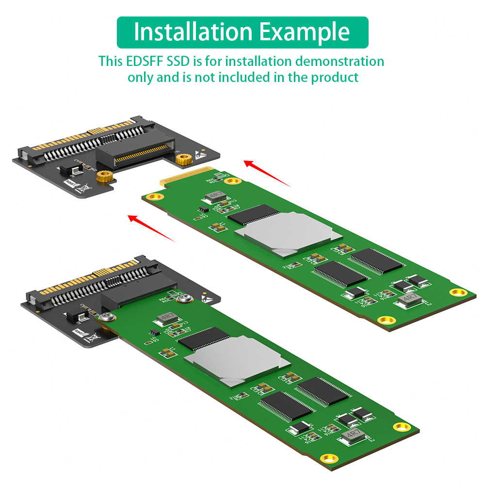 U.2 SFF-8639 to NVMe Ruler 1U GEN-Z EDSFF Short SSD E1.S Carrier Adapter Upgrade