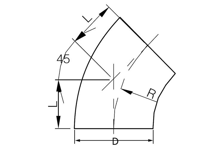  Dimension of Sanitary Weld Elbow – 45° – 3A