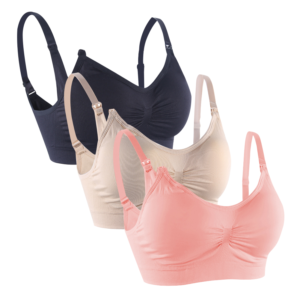 S-3XL Spandex/Cotton Nursing Bra with Easy Nursing Access and Removable Pads