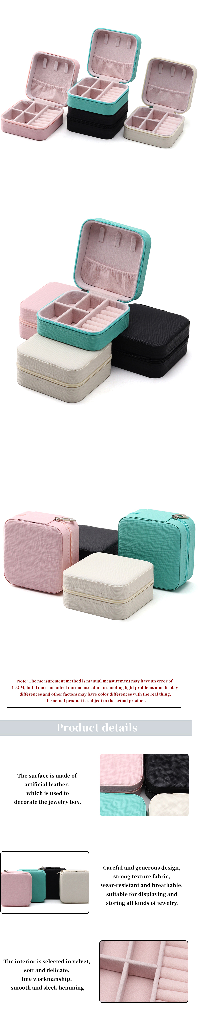 Floating Effect PU Leather Jewelry Box , Zipper Travel Jewellery Case Multi Function