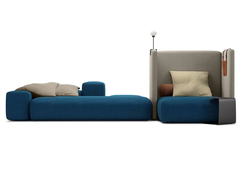 Aesthetic Interior Sectional Fabric Sofa With Integrated Magazine Rack