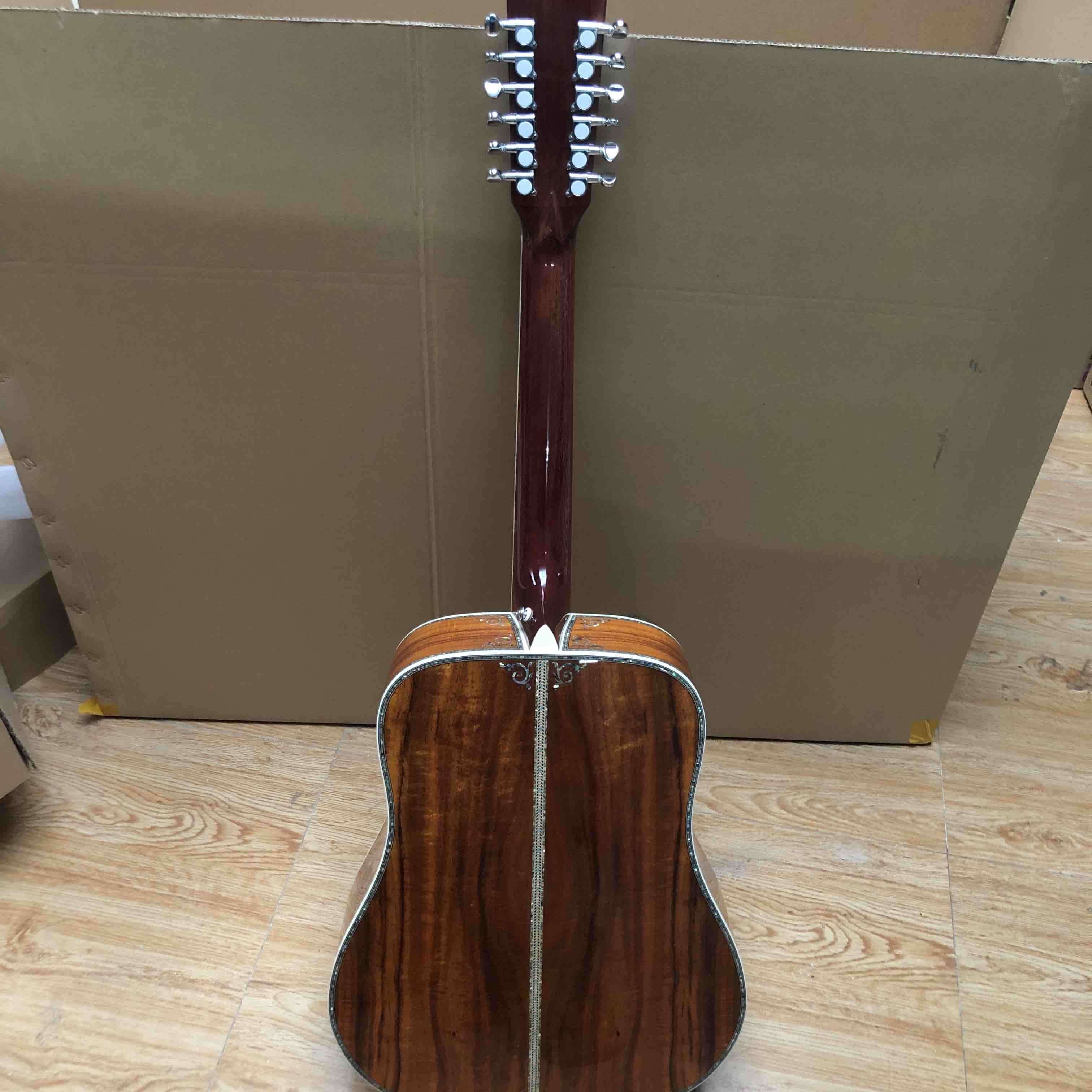 KOA 12 string guitar, solid koa wood 12 string Acoustic guitar, solid koa wood with abalone inlay