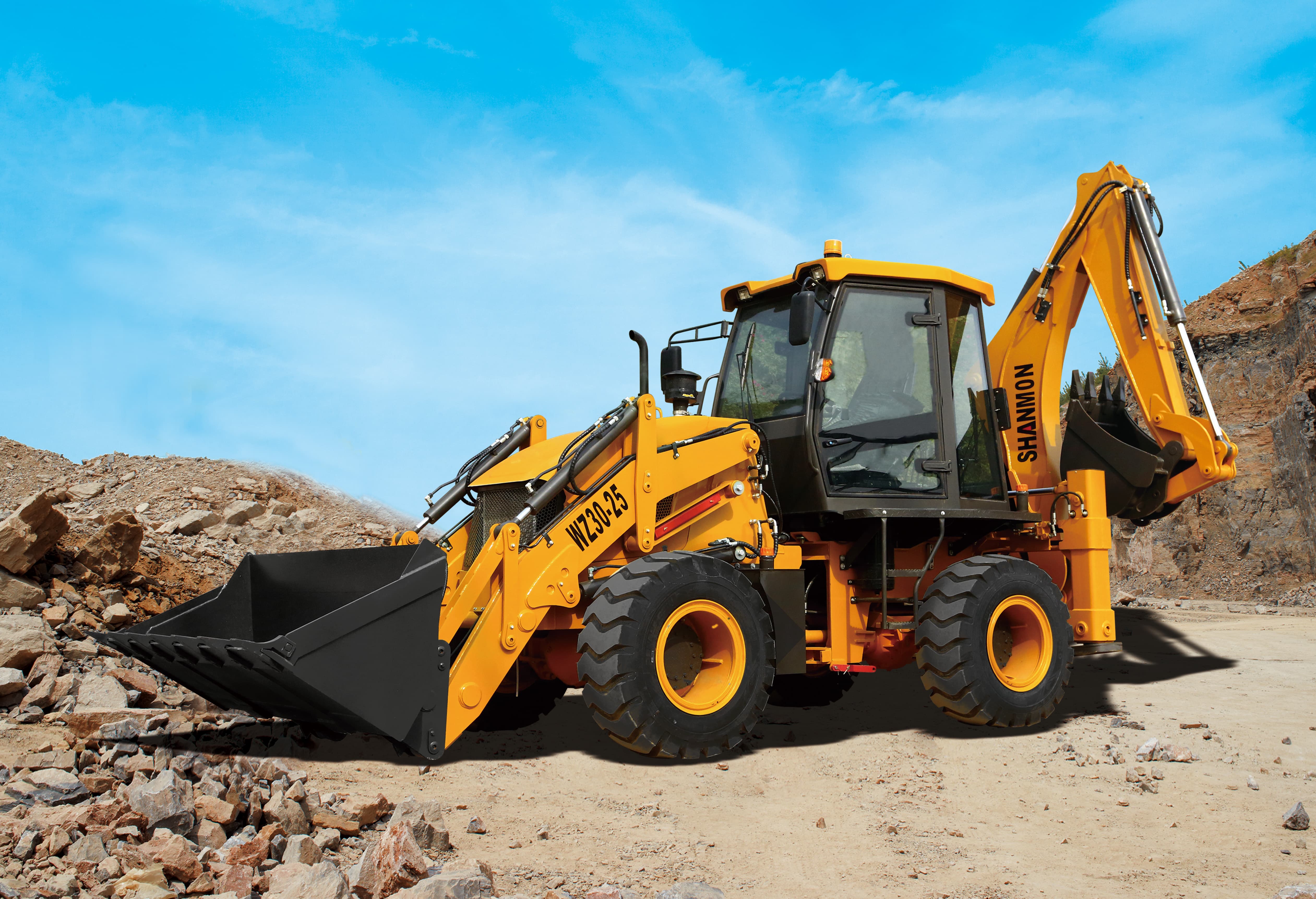 388H Four Wheel Steering Backhoe Loader Xinchai Engine Gearbox Bearing Long Lifetime