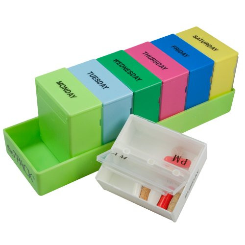 28 4 5 Pill Box Organizer 4 Times A Day Stackable AM PM Tablet Holder For Vitamin