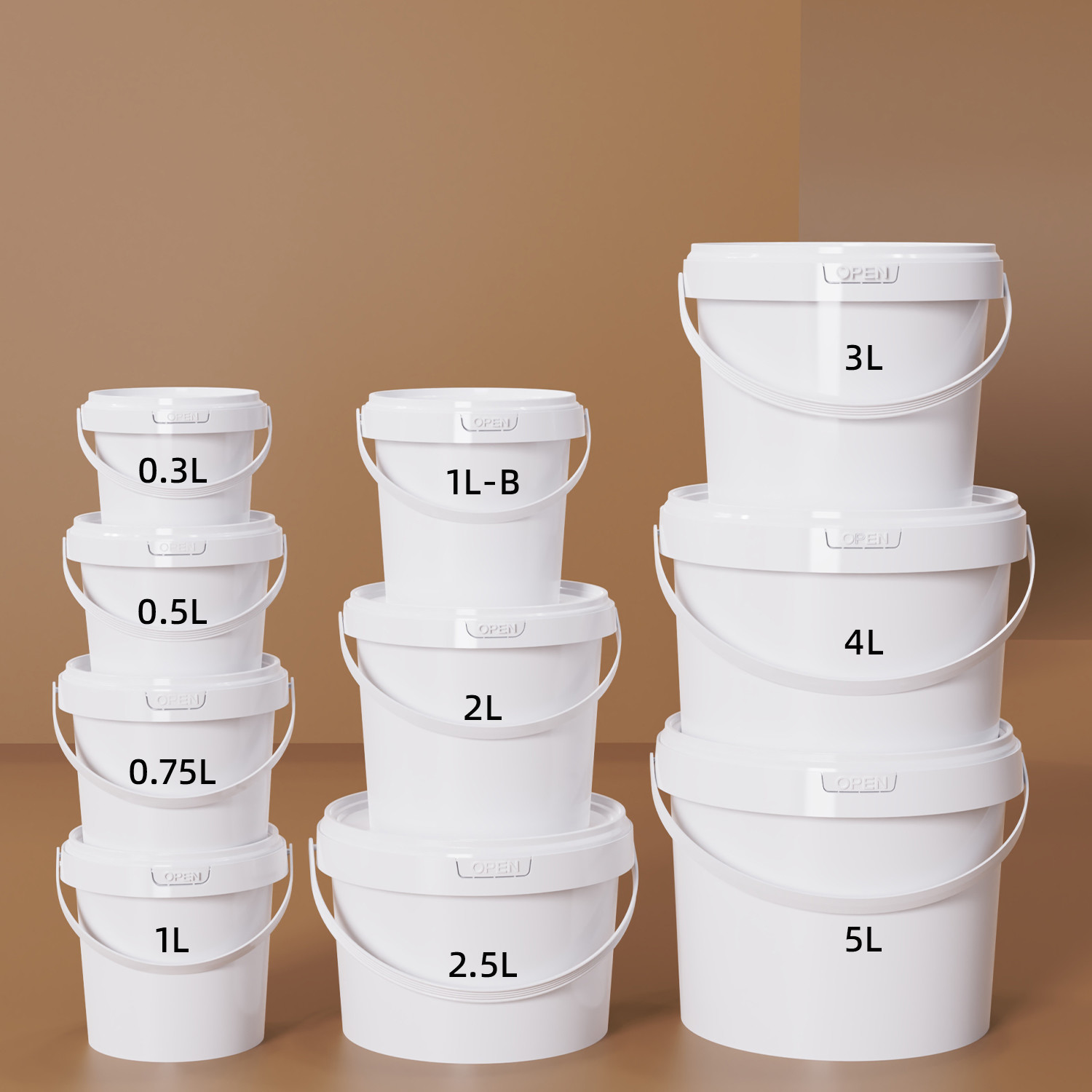 Plastic Food Storage Buckets With Lids 300ml 500ml 1L 2L Food Grade Transparent Bucket For Fruit