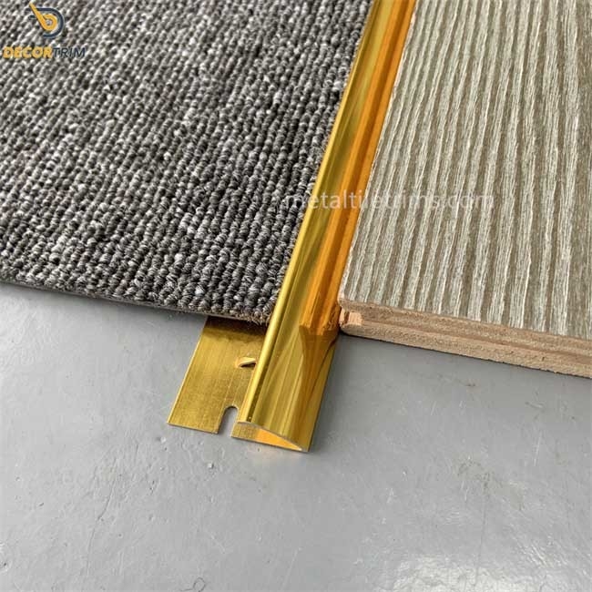 Curved Carpet Transition Strip Trim 9mm Height High Gloss Gold Color OEM