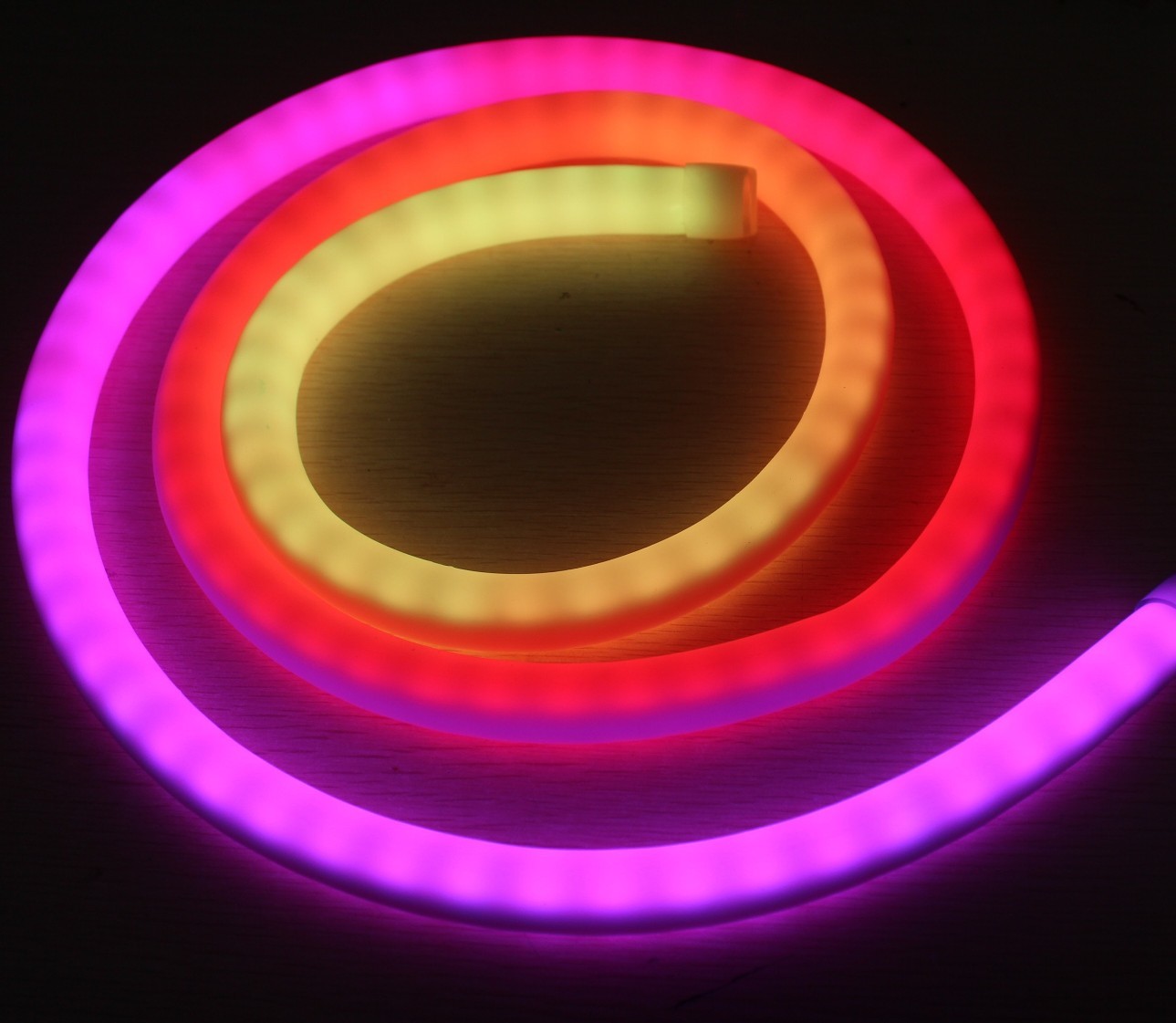 RGB Digital Pixel Chasing LED Neon 18mm 360 round neon strip IP67 DC12V