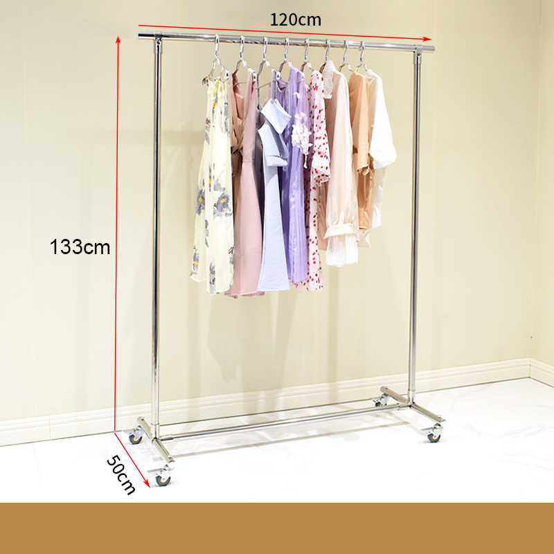 Industrial Single Pole Home Cloth Display Stand Stainless Steel Clothes Rack Easy Assembly
