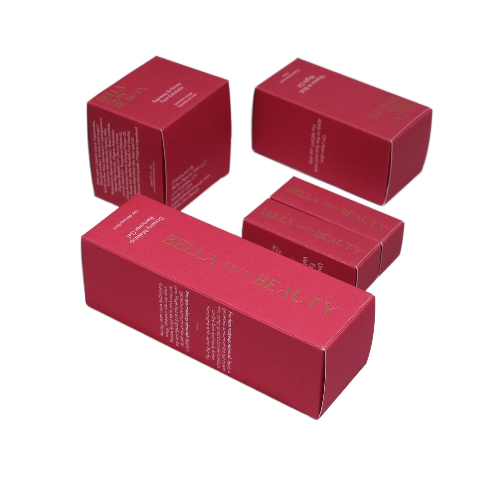 Custom Skincare Boxes With Solid Red Texture Paper face cream box desigh cosmetic packing box