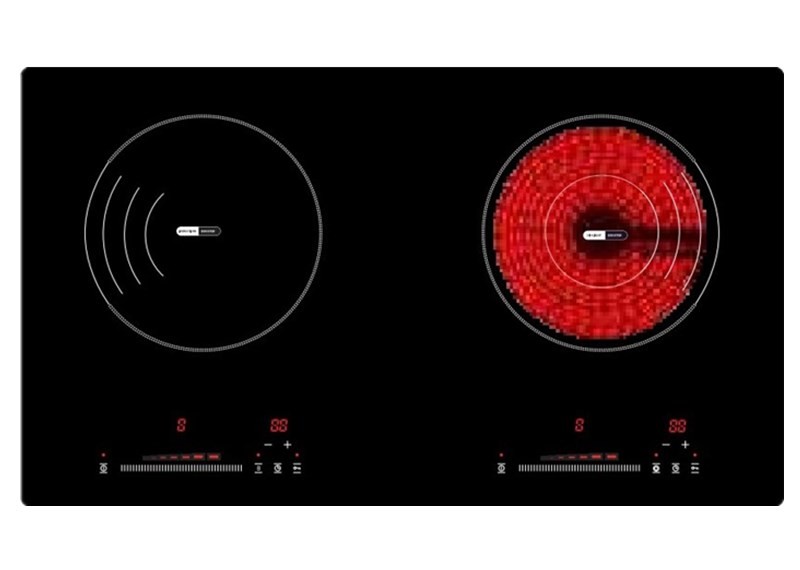 4.4KW 73x43CM Ceramic Induction Stove 2 Zone Slide Touch