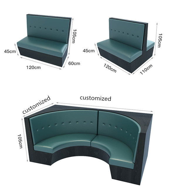 Custom Commercial Booth Seating For Restaurant Contour Arc Shaped 120x60x150cm