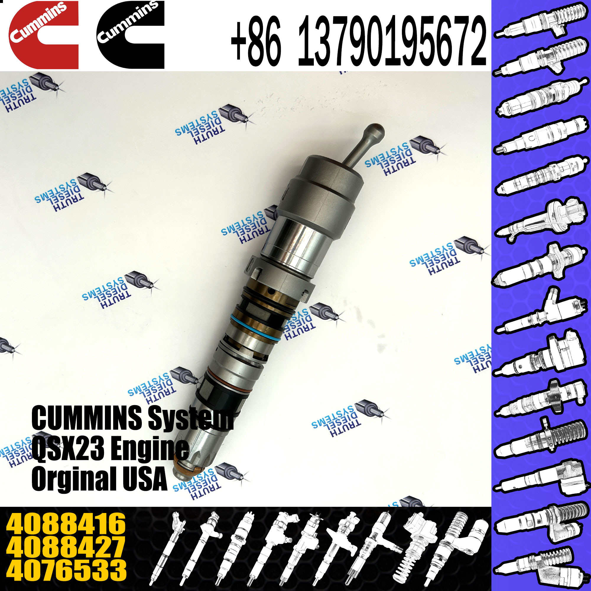 diesel common rail fuel injector 4326780 4088416 4076533 for cummins engine QSK60