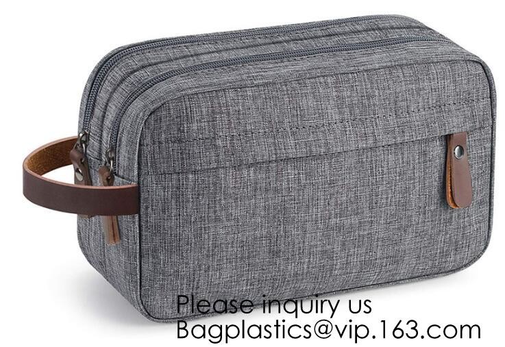Cosmetic Toiletry Bag Mens Canvas Leather Travel Kit Wash Makeup Bag,organic cotton canvas makeup bag with zipper make-u
