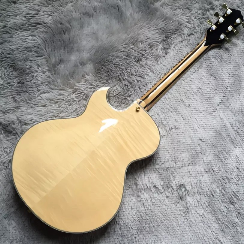 Custom Hollow Byrdland Wood Color Gold Hardware Archtop Electric Guitar