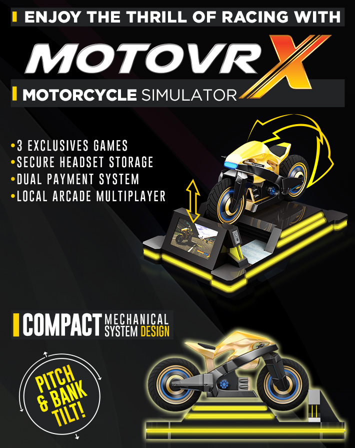 Black Yellow VR Motorcycle Simulator 24" LED Screen Locked Door Square Tubing
