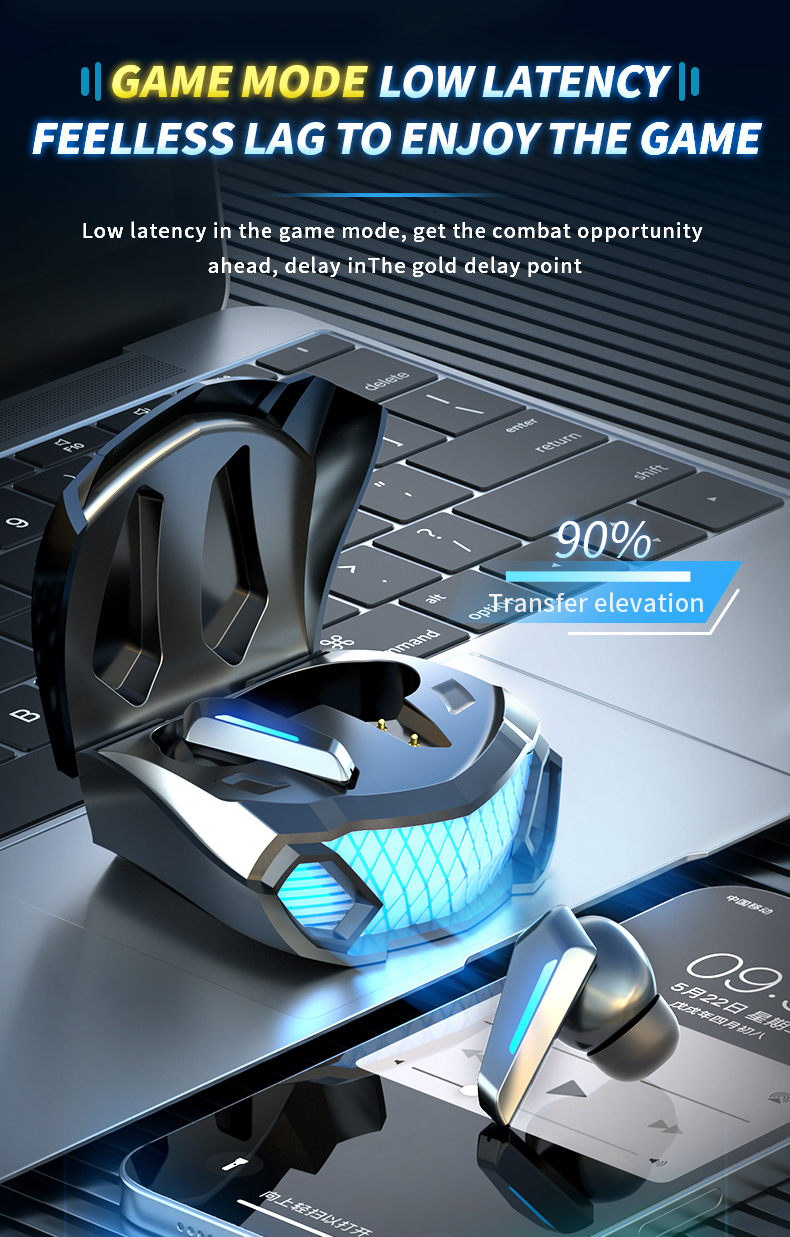 Bluetooth Headphone Gaming Earbuds True Wireless Headset for Gaming PC and Phone Call