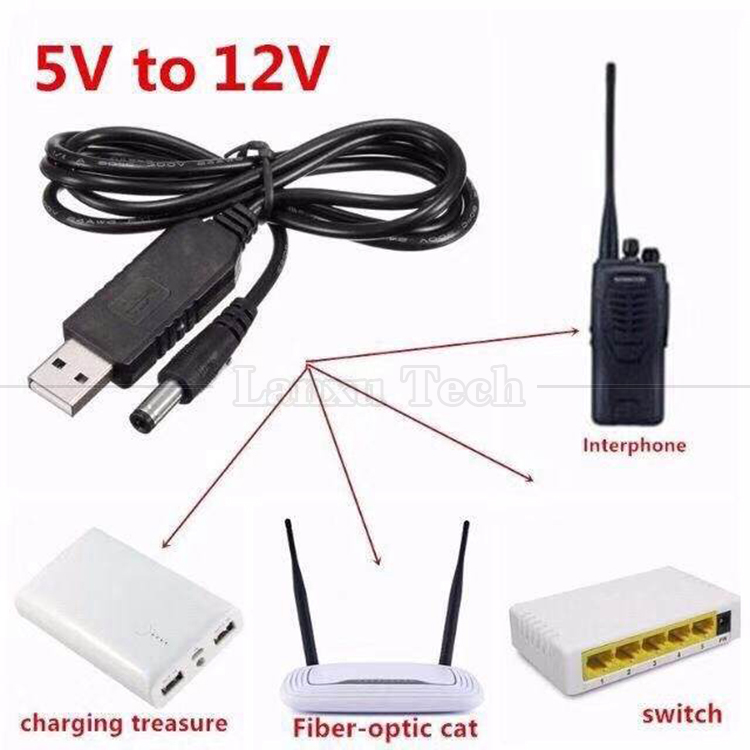 High Power USB to DC 5.5x2.1mm Jack 12V 9V Output Booster Converter Adapter Cable for Wifi Router Modem Led Strip GPS