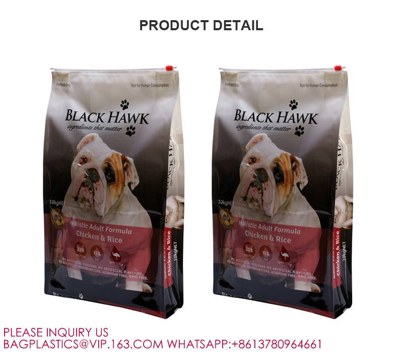 Customized Printing Slide Zipper High Quality Block Bottom Zipper Pouch Avocado Pet Food