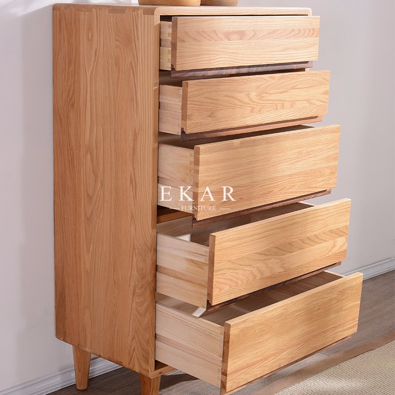Chest Cabinet Solid Wood 5 Drawers Corner Table Europe Modern Style FL-B005-D