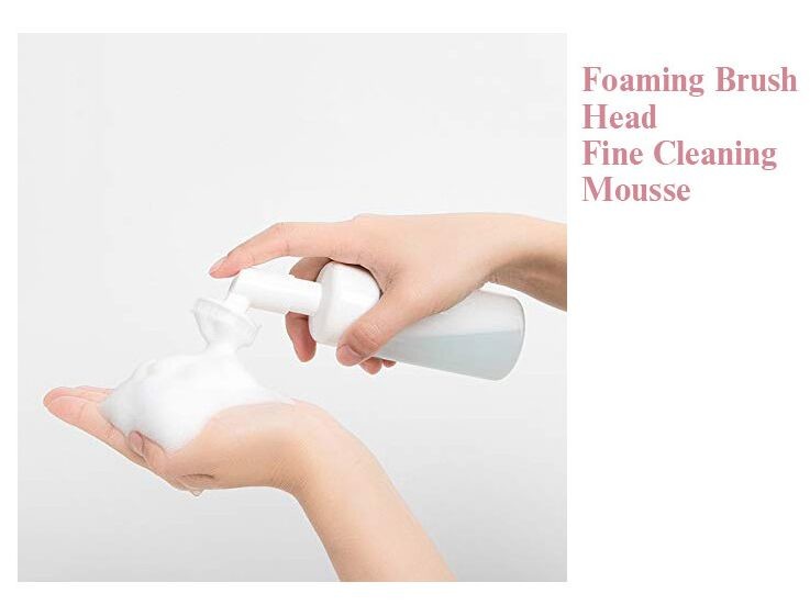 White Empty Foaming Face Wash Bottle With Brush Silicone Cleansing Massage Facial Pump Bottle