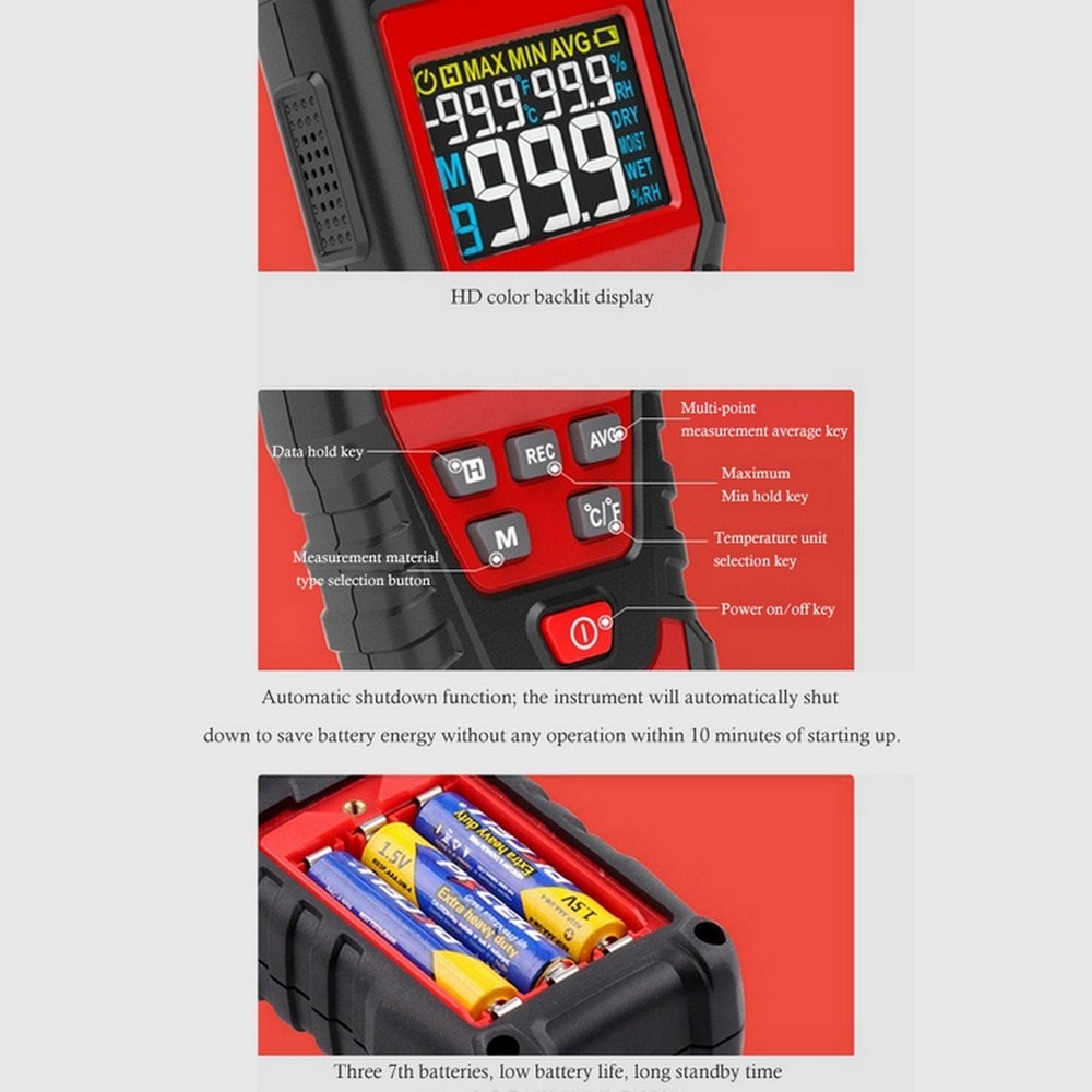 ODM Digital Pinless Moisture Meter , 99.9 RH Hygrometer Moisture Meter