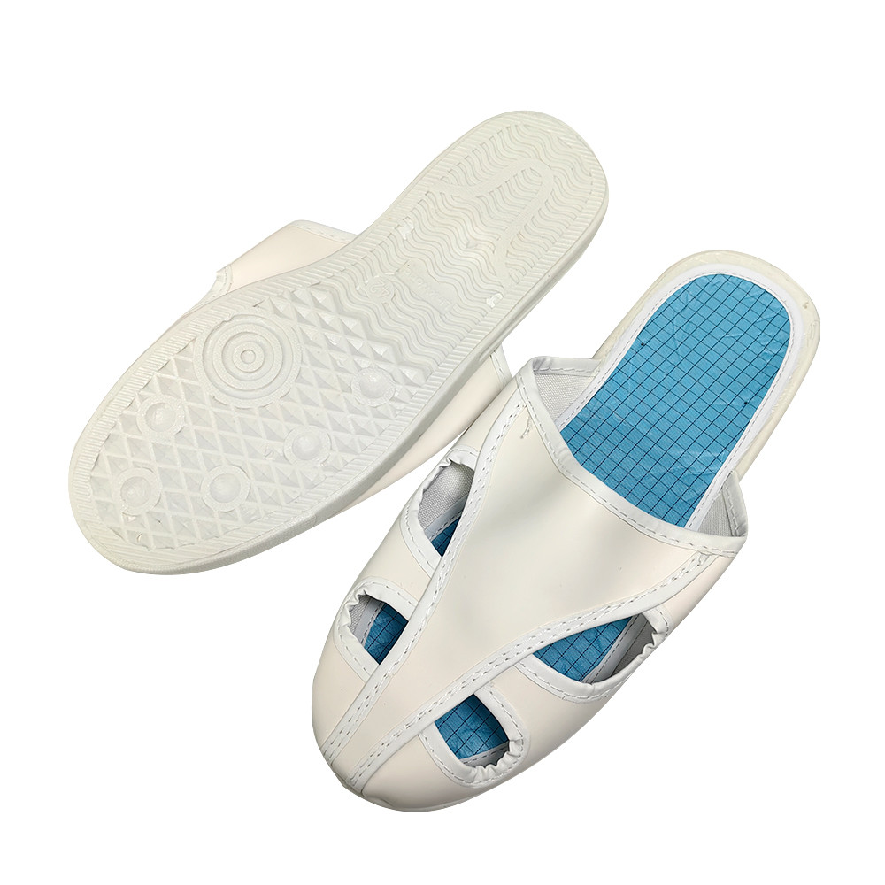 White ESD Antistatic Work Shoes 4 Holes PVC Sole+PU Upper Industrial Slipper
