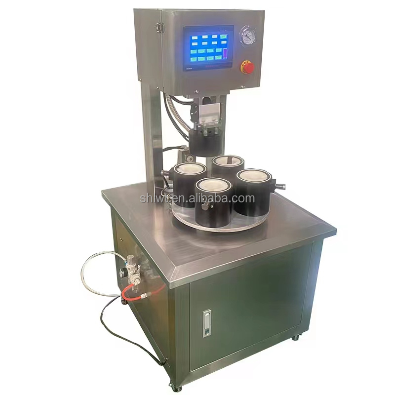 Semi Automatic Glass Bottle Cans Jar Screwing Capping Sealing Packing Machine