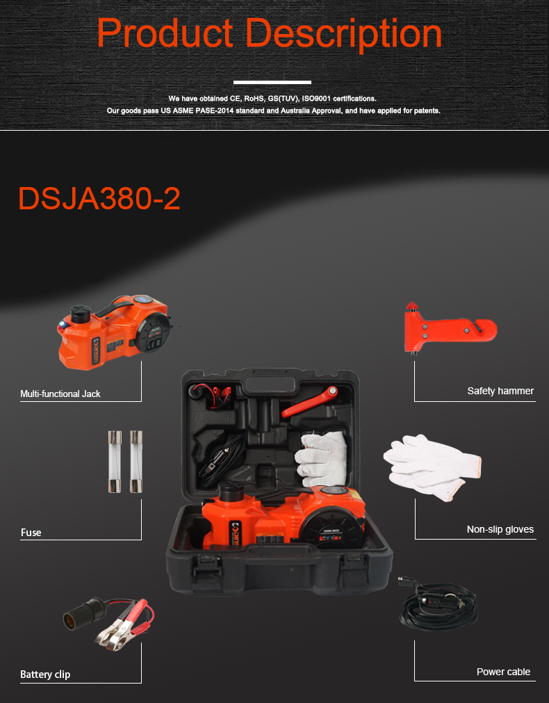 5 Ton Electric Hydraulic Car Jack With Digital Meter Double Cylinder Air Pump