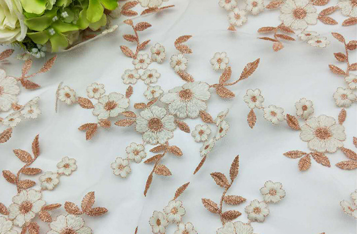 2018 Summer Newest Style Double Color Line Embroidery Fabric 140cm wide for wedding dress
