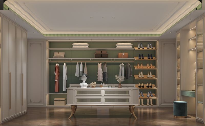 Customizable Ivory Stainless Steel Walk In Closet Systems With Ample Storage