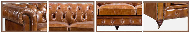 3 And 2 Seater Leather Chesterfield Sofa With Chrome Casters Button Back