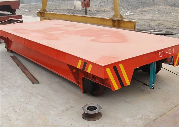 30 ton die and mold rail guided transfer cart with electric material handling equipment